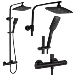 REA TOM Sprchový sloup s termostatickou baterií 150mm matná černá