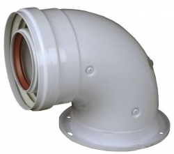 Regulus Koleno 90° 60/100, s přírubou, odběrné otvory 7486