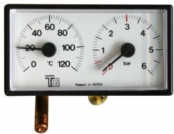 Regulus Termomanometr 0-120°C, 6 bar, kapilára 1 m, 42x78 mm 3643
