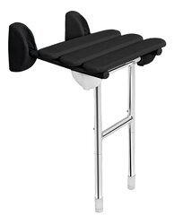 Ridder HANDICAP sklopné sedátko do sprchového koutu s podpěrou, 38x36cm, černá - A140110-1