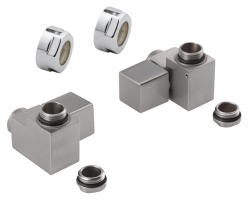 Sapho CUBE COMBI připojovací sada ventilů ruční rohová, pravá, broušený nerez