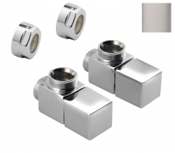 Náhled obrázku: Sapho CUBE připojovací sada ventilů ruční rohová, broušený nerez 