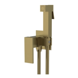 Sapho CUBEMIX Podomítková bidetová baterie se Stop sprškou, hranatá, zlato mat