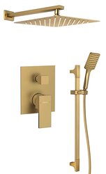 Náhled obrázku: Sapho CUBEMIX podomítkový sprchový set s pákovou baterií, 2 výstupy, posuvný držák sprchy, zlato mat - CM042GB-02 
