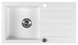 Sapho Dřez granitový vestavný s odkapávací plochou, 78x44 cm, bílá - GR7201