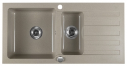 Náhled obrázku: Sapho Dřez granitový vestavný s odkapávací plochou a vaničkou, 96x48 cm, béžová - GR1332 