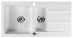 Sapho Dřez granitový vestavný s odkapávací plochou a vaničkou, 96x48 cm, bílá - GR1331