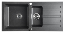 Sapho Dřez granitový vestavný s odkapávací plochou a vaničkou, 96x48 cm, černá - GR1334