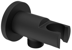 Sapho Držák sprchy kulatý s vyústěním, černá mat