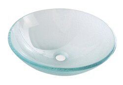 Sapho ICE Skleněné umyvadlo na desku, průměr 42 cm, čirá s pískováním