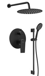 Sapho KAI podomítkový sprchový set s pákovou baterií, otočný přepínač, 2 výstupy, černá mat - KA43/15-04