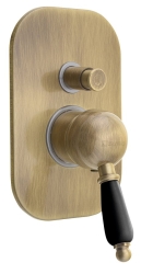 Sapho Kirké Black Podomítková baterie 2 výstupy černá páčka bronz