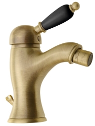 Sapho Kirké Black Stojánková bidetová baterie s výpustí černá páčka bronz