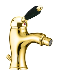 Sapho Kirké Black Stojánková bidetová baterie s výpustí černá páčka zlato