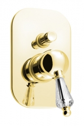 Sapho Kirké Crystal Podomítková baterie 2 výstupy páčka krystal zlato