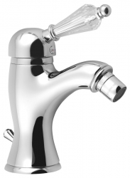 Náhled obrázku: Sapho Kirké Crystal Stojánková bidetová baterie s výpustí páčka krystal chrom 