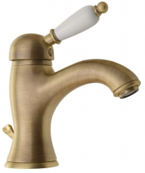 Sapho Kirké White Stojánková umyvadlová baterie s výpustí bílá páčka bronz KI02BB