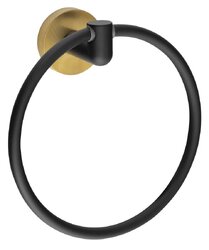 Sapho LARISSA Držák ručníků bez vrtání k nalepení kruh, černá/zlato mat