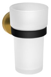 Sapho LARISSA Koupelnová sklenka, mléčné sklo, černá/zlato mat