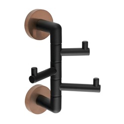 Sapho LARISSA Koupelnový trojháček otočný, černá/měď mat