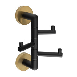 Sapho LARISSA Koupelnový trojháček otočný, černá/zlato mat