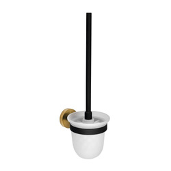 Sapho LARISSA WC štětka závěsná, mléčné sklo, černá/zlato mat