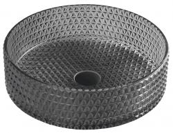 Sapho MARAGUA Skleněné gravírované umyvadlo, průměr 39,5 cm, černá - TY214