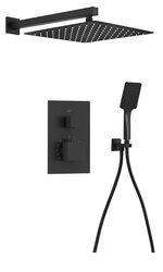 Náhled obrázku: Sapho Podomítkový sprchový set s termostatickou baterií, box, 2 výstupy, černá mat - 1102-32B-21 
