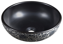 Sapho PRIORI Umyvadlo na desku průměr 41cm černá s modrým vzorem
