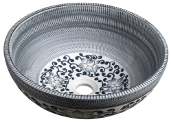 Sapho PRIORI Umyvadlo na desku průměr 41cm modrá se vzorem