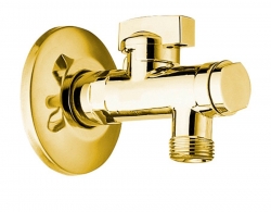Sapho Rohový ventil s matkou, 1/2'x 3/8', zlato - 2020ZL