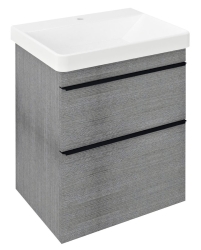 Sapho SITIA Skříňka pod umyvadlo 56,4x70x44,2cm 2x zásuvka dub stříbrný