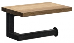 Sapho SKA držák toaletního papíru s poličkou 15x8x10cm černá mat/dub - SKA421