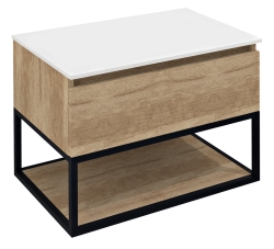 Sapho SKARA Umyvadlová skříňka 70x50x45cm, černá mat/dub alabama