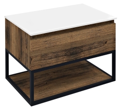 Sapho SKARA Umyvadlová skříňka 70x50x45cm, černá mat/dub collingwood