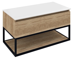 Náhled obrázku: Sapho SKARA Umyvadlová skříňka 90x50x45cm, černá mat/dub alabama 