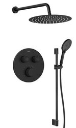 Náhled obrázku: Sapho SMART SELECT podomítkový sprchový set s termostatickou baterií, 2 výstupy, posuvný držák sprchy, černá mat - RP032B-02 