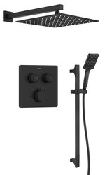 Náhled obrázku: Sapho SMART SELECT podomítkový sprchový set s termostatickou baterií, 2 výstupy, posuvný držák sprchy, černá mat - RP042B-02 