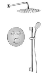 Náhled obrázku: Sapho SMART SELECT podomítkový sprchový set s termostatickou baterií, 2 výstupy, posuvný držák sprchy, chrom - RP032-02 