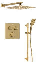 Náhled obrázku: Sapho SMART SELECT podomítkový sprchový set s termostatickou baterií, 2 výstupy, posuvný držák sprchy, zlato mat - RP042GB-02 