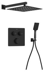 Náhled obrázku: Sapho SMART SELECT podomítkový sprchový set s termostatickou baterií, 2 výstupy, vyústění, černá mat - RP042B-01 