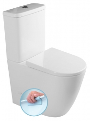 Sapho TURKU Rimless WC kombi mísa zvýšená, spodní/zadní odpad, bílá - PC104WR