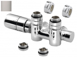 Sapho TWIN COMBI připojovací sada ventillů termostatická pro střed.připojení, levá, broušený nerez