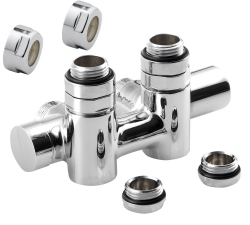 Sapho TWIN COMBI připojovací sada ventilů pro středové připojení, pravé, rozteč 50 mm, chrom