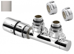 Sapho TWIN připojovací sada ventillů termostatická pro střed.připojení levé, brouš.nerez