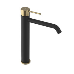 Náhled obrázku: Sapho ULTRAMIX stojánková umyvadlová baterie vysoká černá mat/zlato mat 