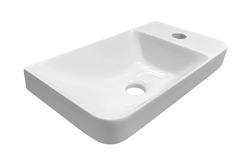 Náhled obrázku: Sapho Umývátko 40x22cm ZORBA litý mramor, baterie vpravo, bílá 