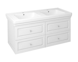 Sapho VIOLETA skříňka s dvojumyvadlem 116x52x48,5cm, bílá pololesk