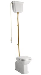 Náhled obrázku: Sapho WALDORF WC mísa s nádržkou, spodní/zadní odpad, bílá-bronz - WCSET20-WALDORF 