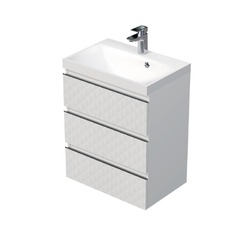 SAT Cube Way Koupelnová skříňka s umyvadlem 60x71x40 cm 3D dekor bílá mat CUBE3D603ZB